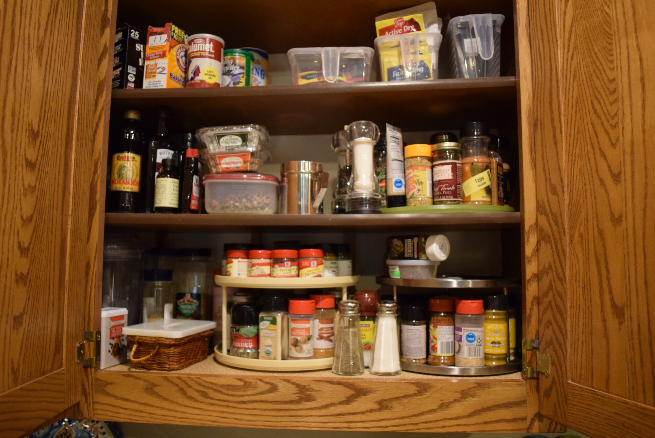 Spice Cabinet Contents Before Organization
