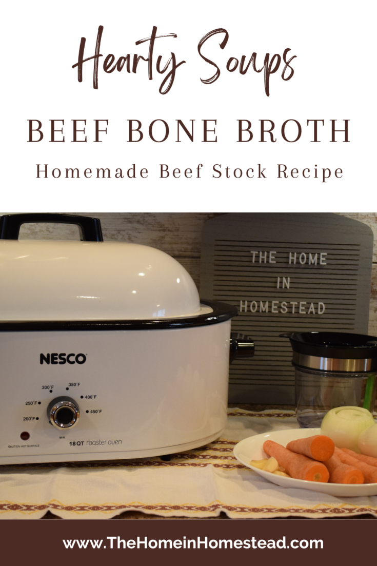 Beef Bone Broth Recipe ingredients and Nesco Roaster Oven