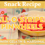 Jello Striped Pinwheels in front of a Jell-O gelatin box